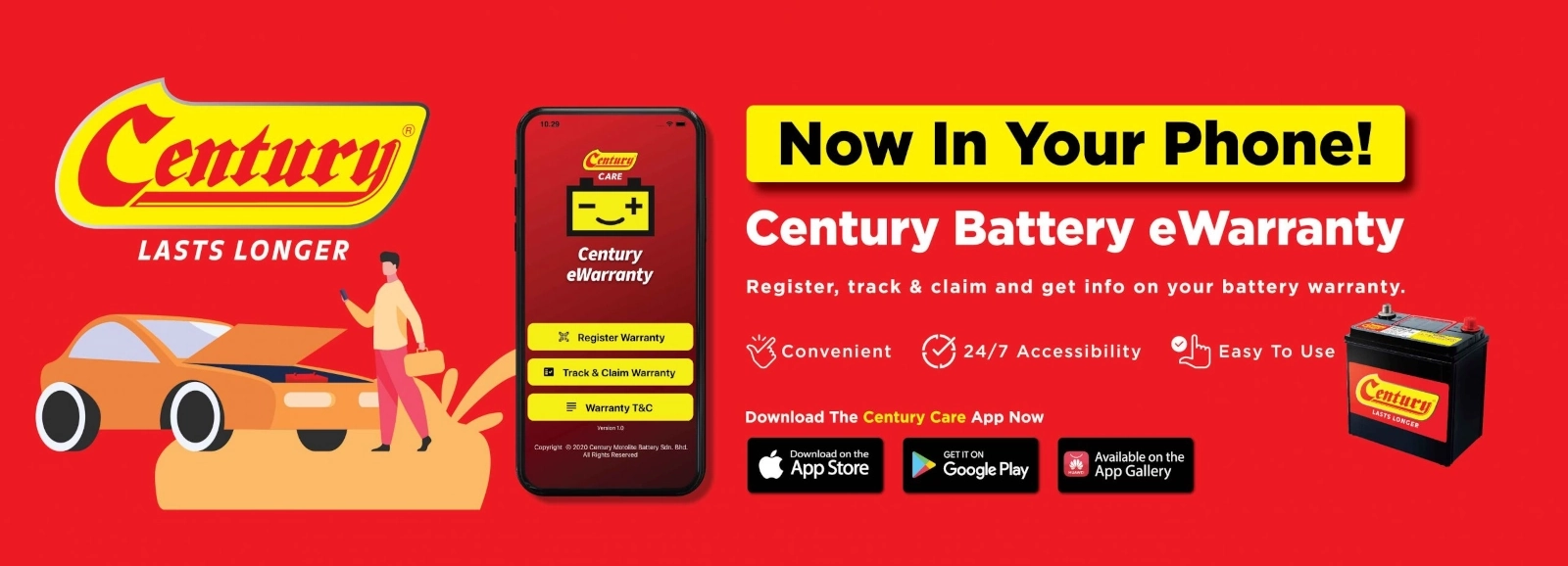 Century Care App for Car Battery / Bateri Kereta
